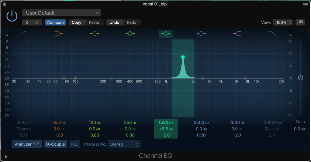 High Q EQ Sweep on Logic X's Stock EQ.