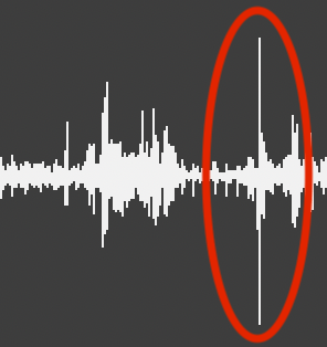 Image showing audio artefact from a vocal recording in the waveform.